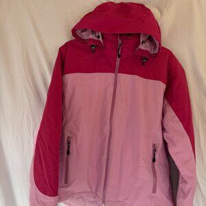 Lands’ End 2 Tone Pink Waterproof Spring Winter Coat Girls Size L Large Jacket